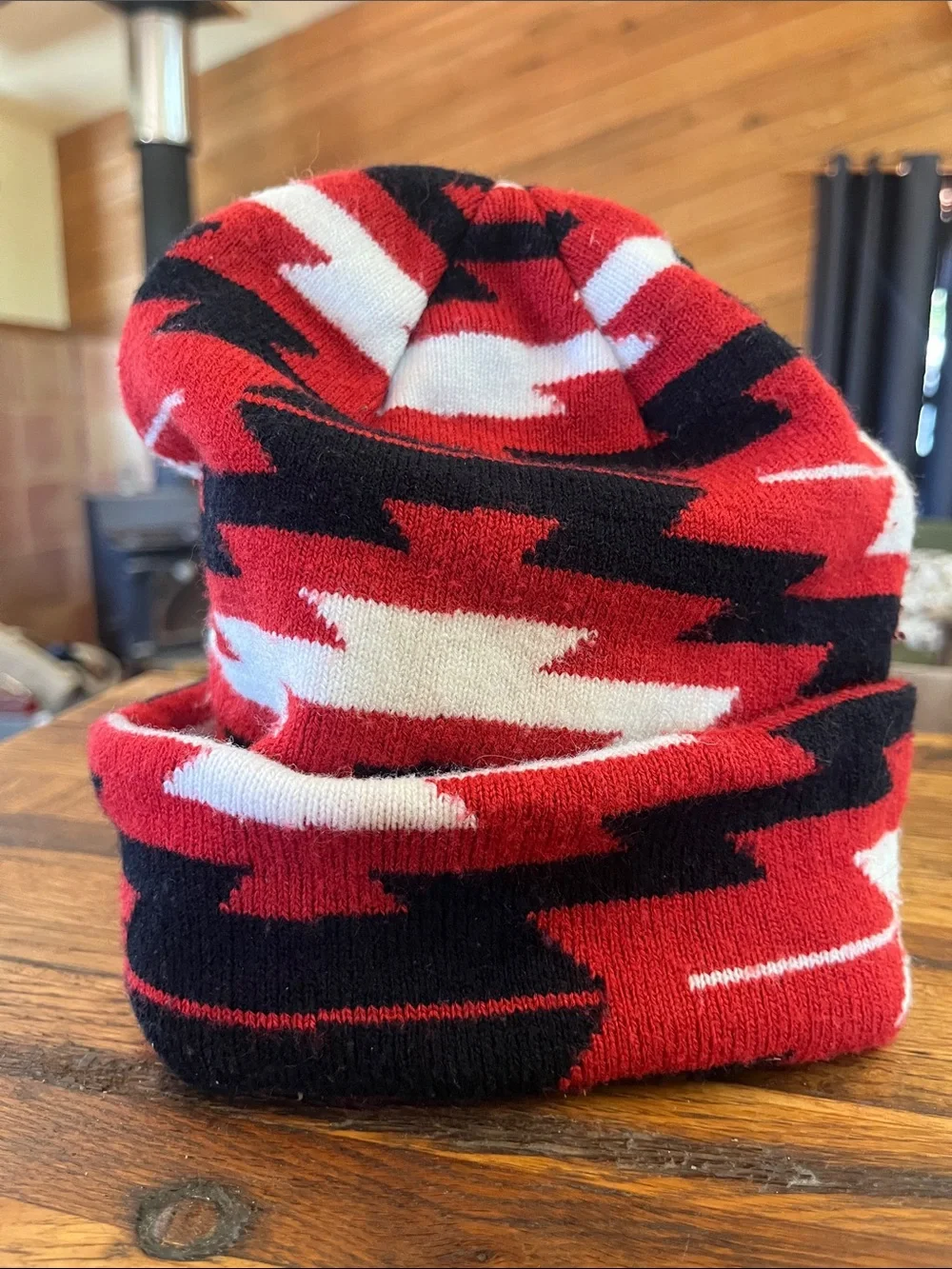 1X.DXXP Red, Black & White Knit Beanie